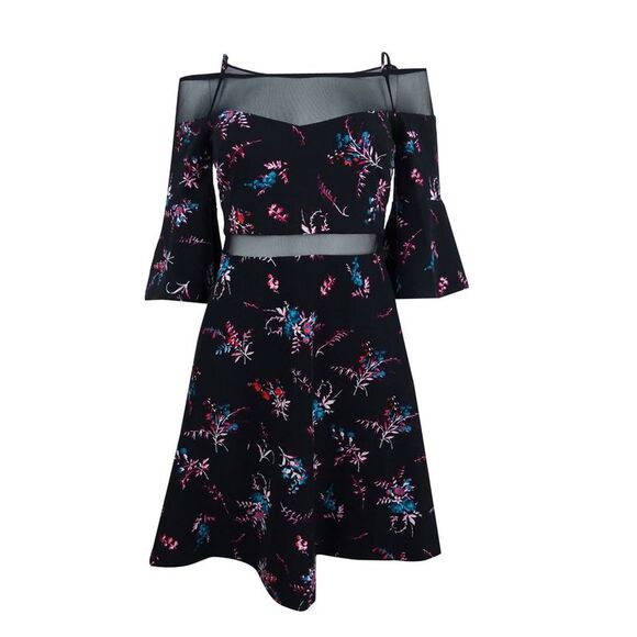 Guess Women's Off-The-Shoulder Fit & Flare Dress - Black - Picture 1 of 2